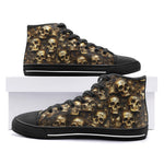 High-Top Canvas Shoes Golden Skulls