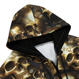 Men's Zip Up Hoodie Golden Skulls