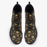 Casual Leather Chunky Boots Golden Skulls