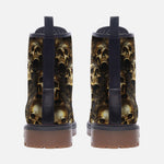 Leather Boots Golden Skulls