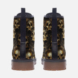 Leather Boots Golden Skulls