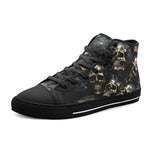 High-Top Canvas Shoes Dark Golden Skulls Collage