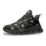 Sports Sneakers Dark Golden Skulls Collage