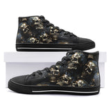 High-Top Canvas Shoes Dark Golden Skulls Collage