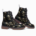 Leather Boots Dark Golden Skulls Collage