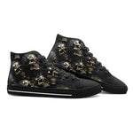 High-Top Canvas Shoes Dark Golden Skulls Collage