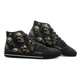 High-Top Canvas Shoes Dark Golden Skulls Collage