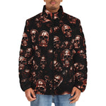 Down-Padded Puffer Jacket Red Metal Zombie Skulls
