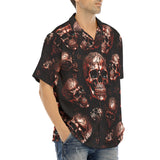 Hawaiian Shirt Red Metal Zombie Skulls