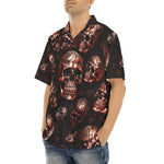 Hawaiian Shirt Red Metal Zombie Skulls