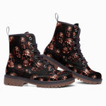 Leather Boots Red Metal Zombie Skulls