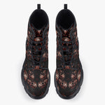 Casual Leather Chunky Boots Red Metal Zombie Skulls