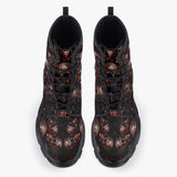 Casual Leather Chunky Boots Red Metal Zombie Skulls
