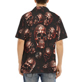 Hawaiian Shirt Red Metal Zombie Skulls