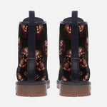 Leather Boots Red Metal Zombie Skulls