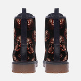 Leather Boots Red Metal Zombie Skulls