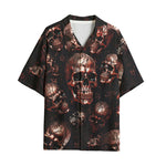 Hawaiian Shirt Red Metal Zombie Skulls