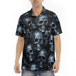 Men's Polo Shirt Blue Metal Skulls