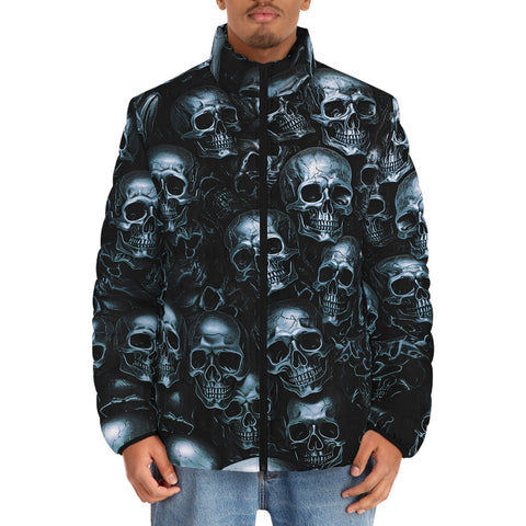 Down-Padded Puffer Jacket Blue Metal Skulls