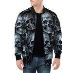 Bomber Jacket Blue Metal Skulls