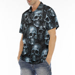 Men's Polo Shirt Blue Metal Skulls