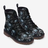 Leather Boots Blue Metal Skulls