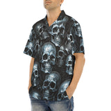 Hawaiian Shirt Blue Metal Skulls