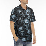 Men's Polo Shirt Blue Metal Skulls