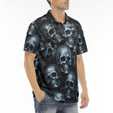 Men's Polo Shirt Blue Metal Skulls