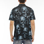 Men's Polo Shirt Blue Metal Skulls