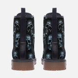 Leather Boots Blue Metal Skulls