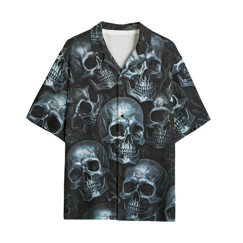 Hawaiian Shirt Blue Metal Skulls