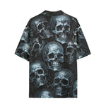 Hawaiian Shirt Blue Metal Skulls