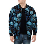 Bomber Jacket Blue Skulls with Flowers