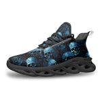 Sports Sneakers Blue Skulls with Flowers