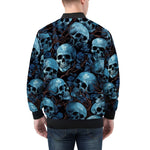 Bomber Jacket Blue Skulls with Flowers