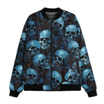Bomber Jacket Blue Skulls with Flowers