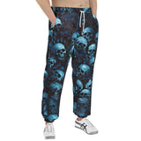 Men's Sweatpants Blue Skulls with Flowers