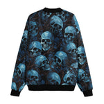Bomber Jacket Blue Skulls with Flowers