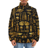 Down-Padded Puffer Jacket Gold Egyptian Symbols