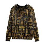 Men's Zip Up Hoodie Gold Egyptian Symbols