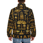 Down-Padded Puffer Jacket Gold Egyptian Symbols