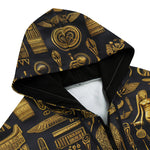 Men's Zip Up Hoodie Gold Egyptian Symbols