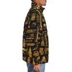 Down-Padded Puffer Jacket Gold Egyptian Symbols