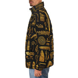 Down-Padded Puffer Jacket Gold Egyptian Symbols