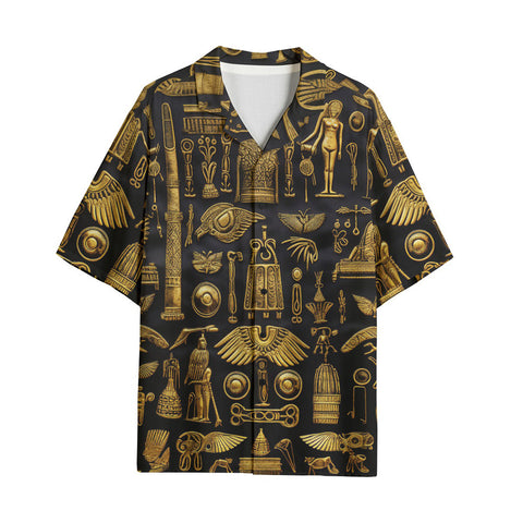 Hawaiian Shirt Gold Egyptian Symbols