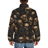 Down-Padded Puffer Jacket Dark Brown Skulls Collage