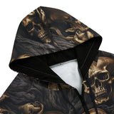 Men's Zip Up Hoodie Dark Brown Skulls Collage