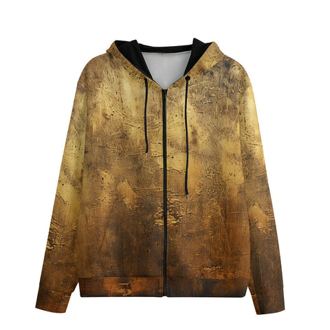 Men's Zip Up Hoodie Antique Golded Texture