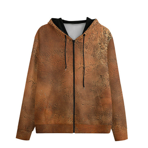 Men's Zip Up Hoodie Antique Copper Texture